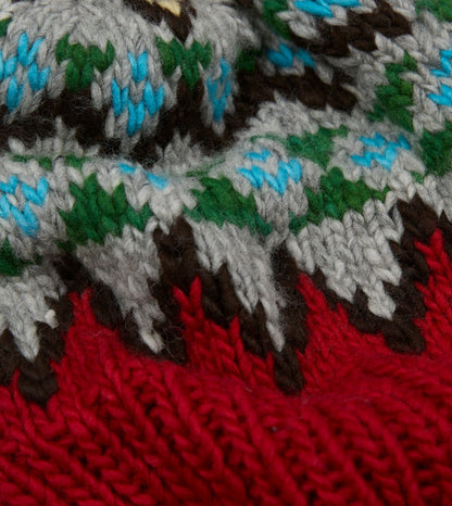 Drake's Chamula Red Fairisle Merino Knit Cap