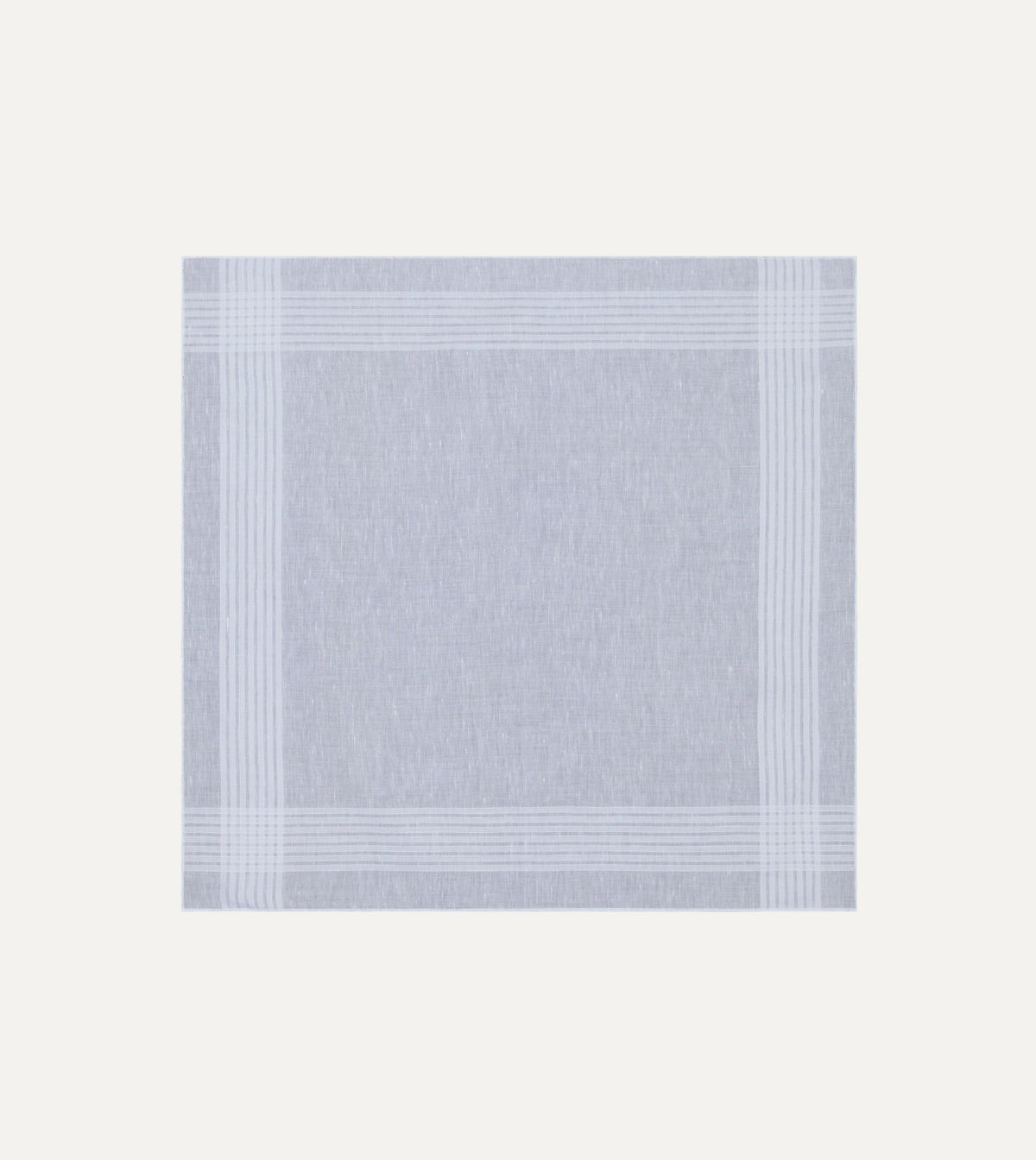 Drake's White Cotton-Linen Handkerchief