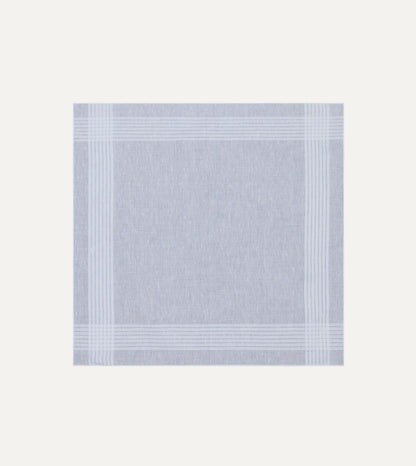 Drake's White Cotton-Linen Handkerchief