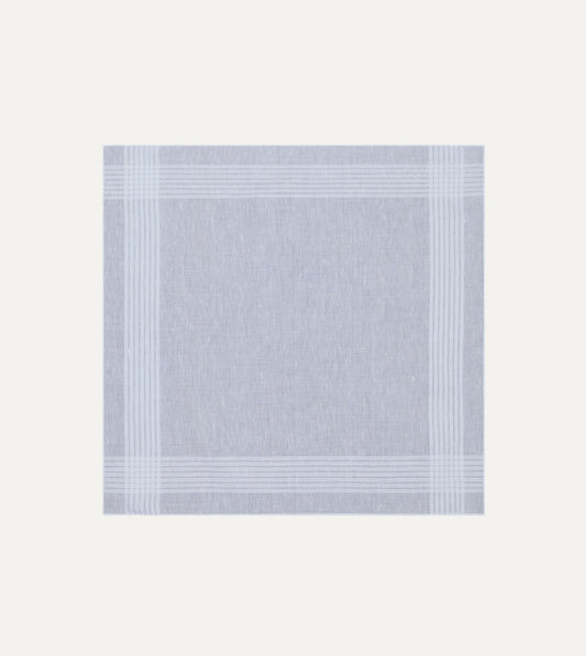 Drake's White Cotton-Linen Handkerchief