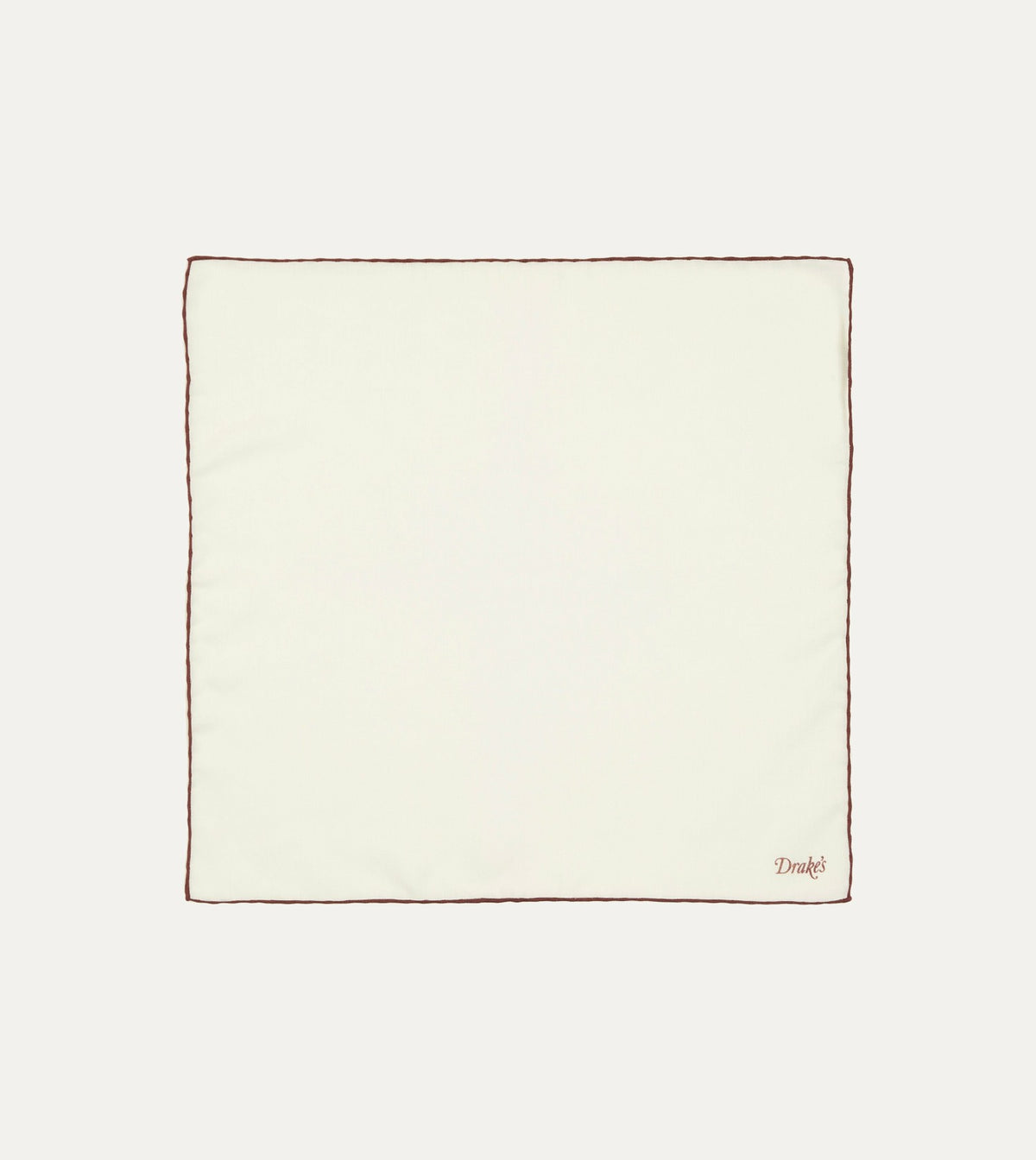 Drake's Ivory and Burgundy Shoestring Border Silk Pocket Square