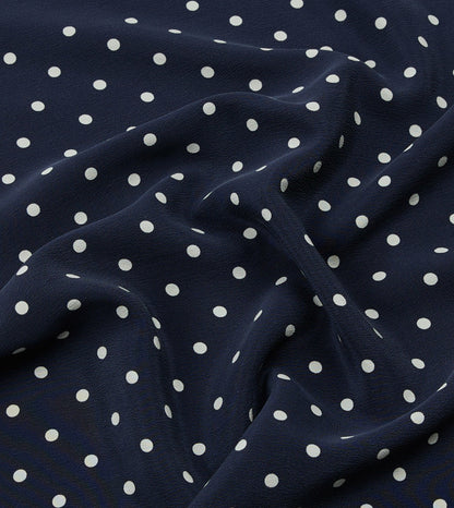 Drake's Navy Polka Dot Print Silk Pocket Square