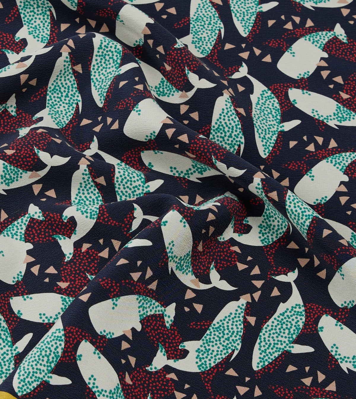 Drake's Navy Whale Print Silk Pocket Square