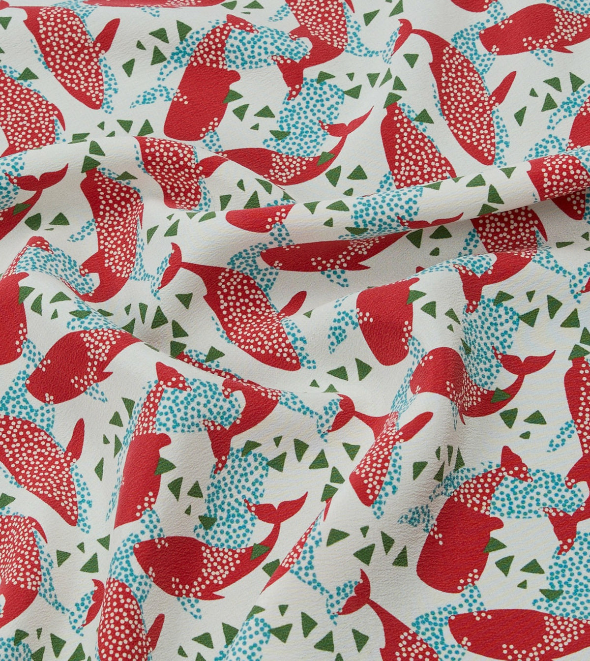 Drake's Ecru Whale Print Silk Pocket Square