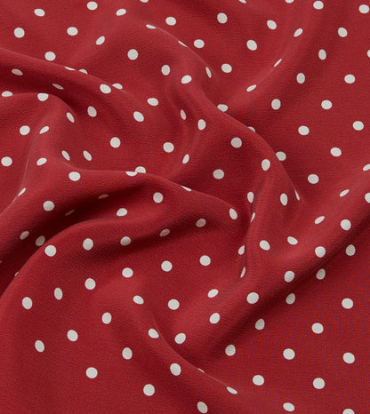 Drake's Red Polka Dot Print Silk Pocket Square