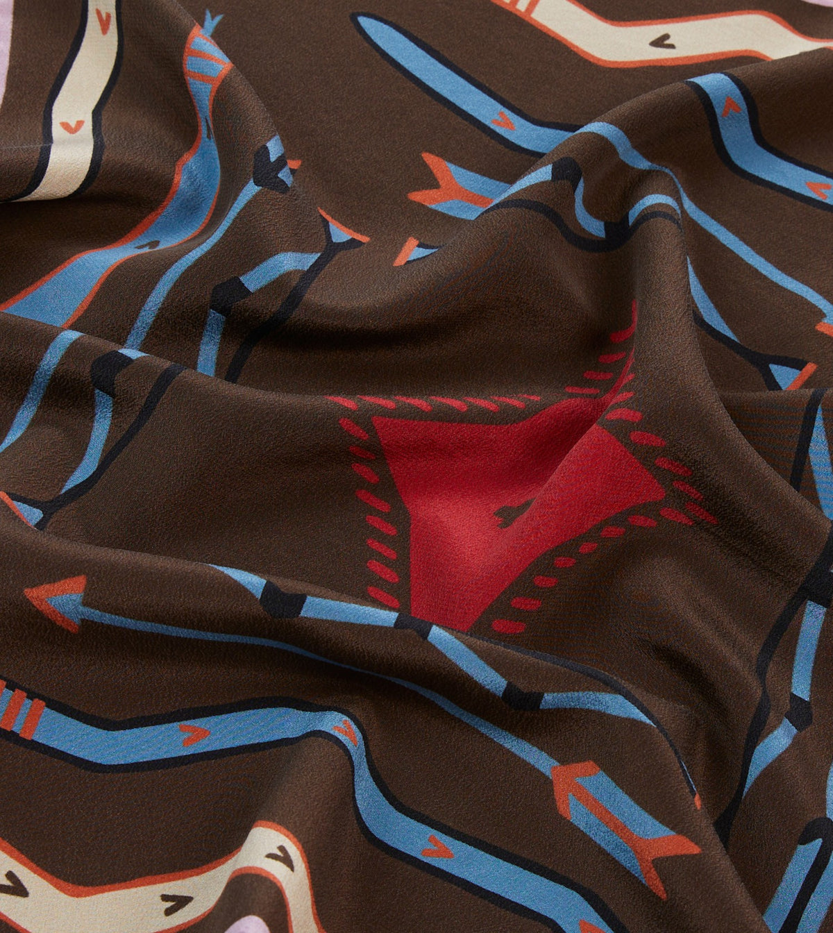 Drake's Brown and Pink Tribal Print Silk Pocket Square