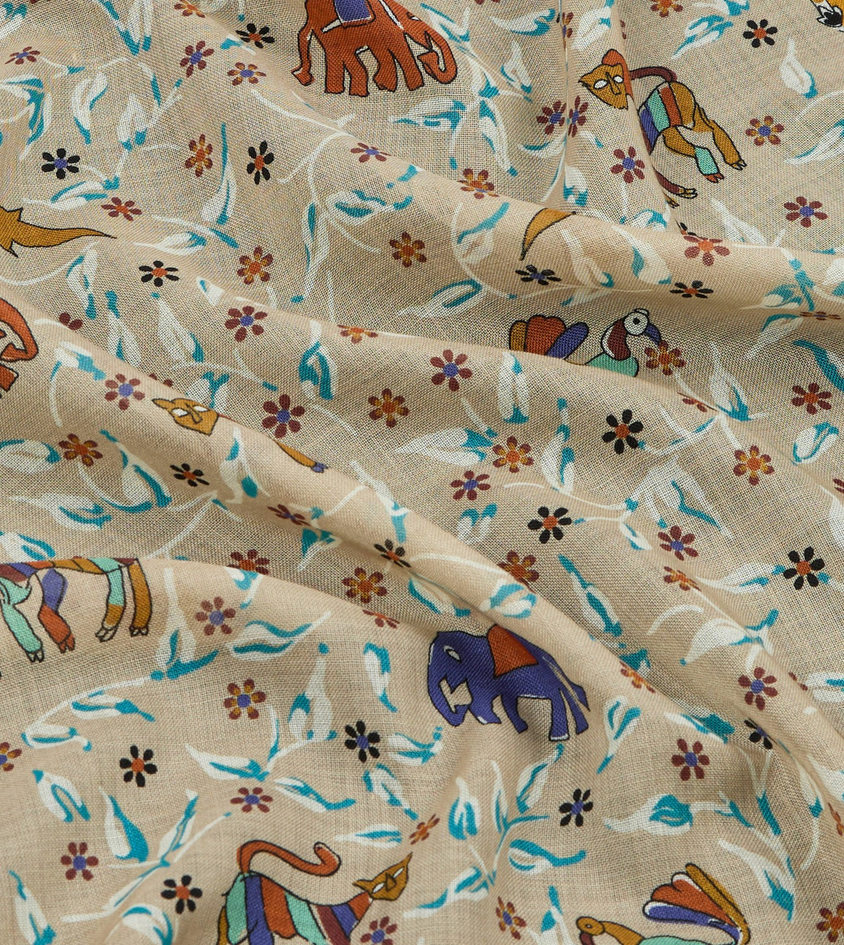 Drake's Ecru Loose Animal Print Wool-Silk Scarf
