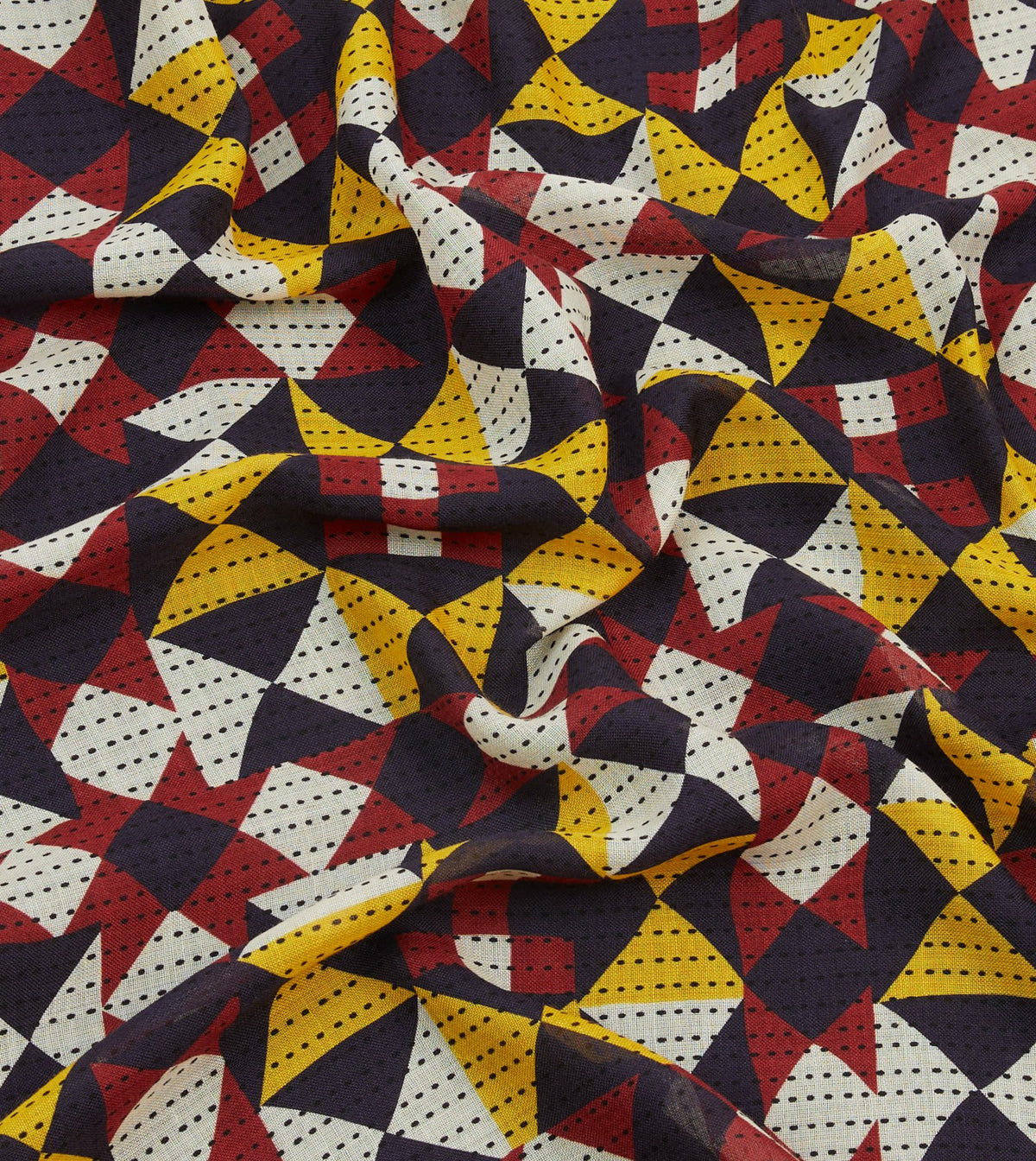 Drake's Red and Yellow Patchwork Print Wool-Silk Scarf