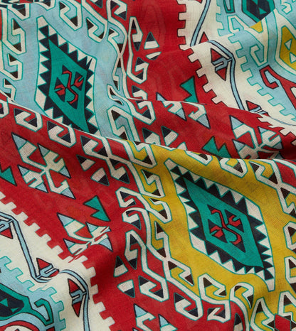 Drake's Navy Kilim Print Tubular Wool Silk Scarf