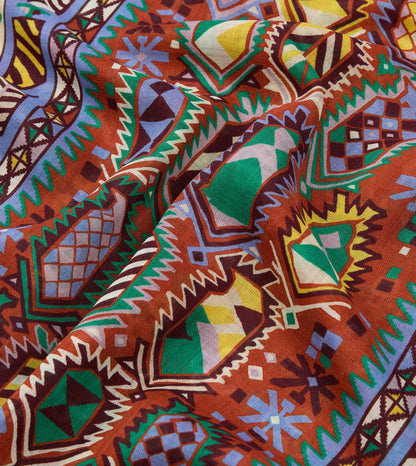 Drake's Rust Rug Print Tubular Wool-Silk Scarf