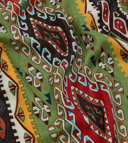 Drake's Red Kilim Print Tubular Wool Silk Scarf