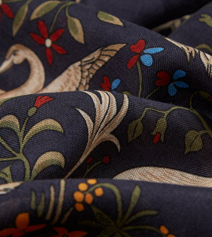 Drake's Navy Unicorn Print Wool-Silk Square Scarf