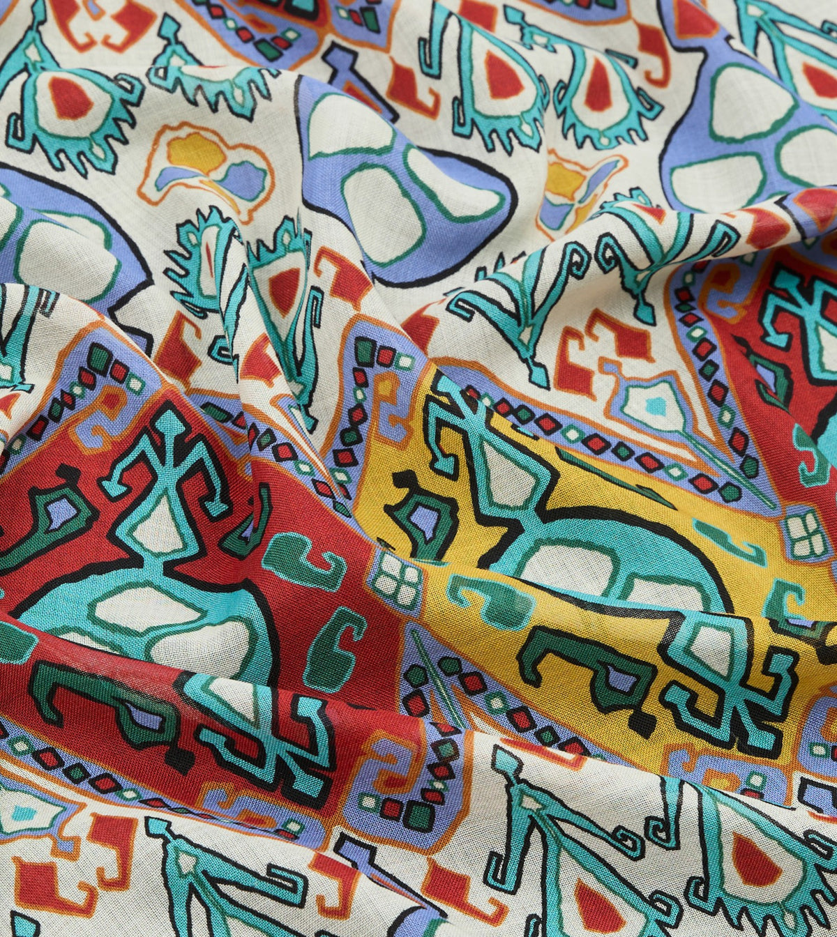 Drake's Ecru Tapestry Print Wool Silk Scarf