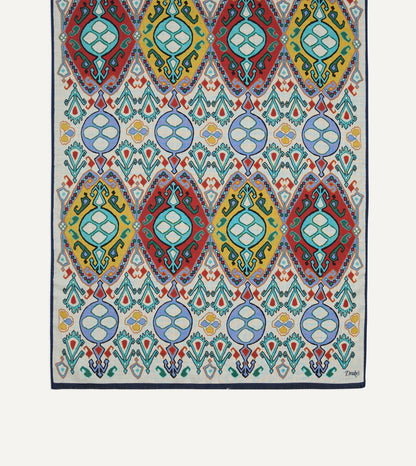 Drake's Ecru Tapestry Print Wool Silk Scarf