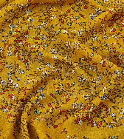Drake's Yellow Unicorn Garden Print Tubular Wool-Silk Scarf