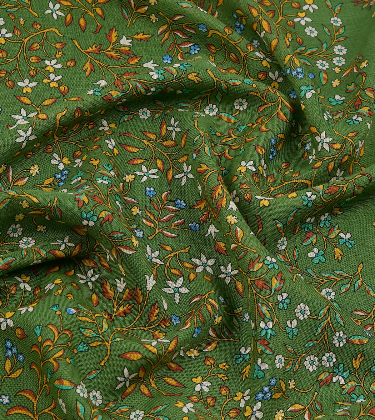 Drake's Olive Unicorn Garden Print Tubular Wool-Silk Scarf
