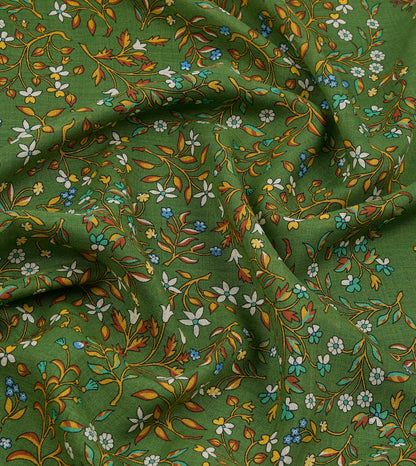 Drake's Olive Unicorn Garden Print Tubular Wool-Silk Scarf