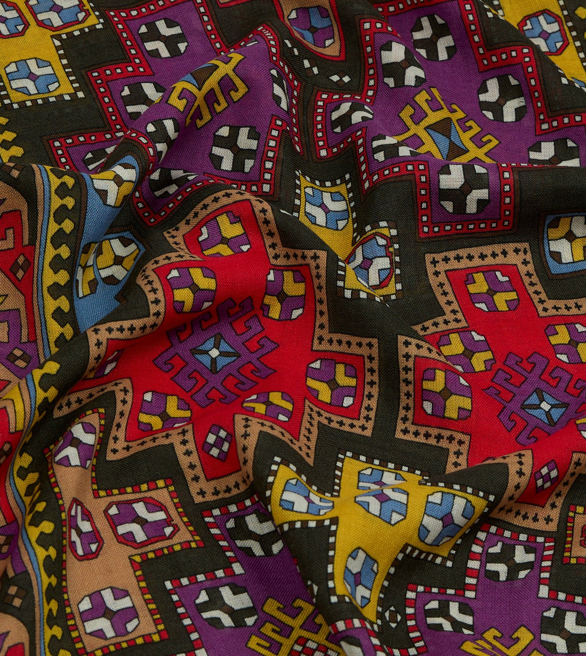 Drake's Drake's by A. Levine Black Geometric Print Tubular Wool Silk Scarf