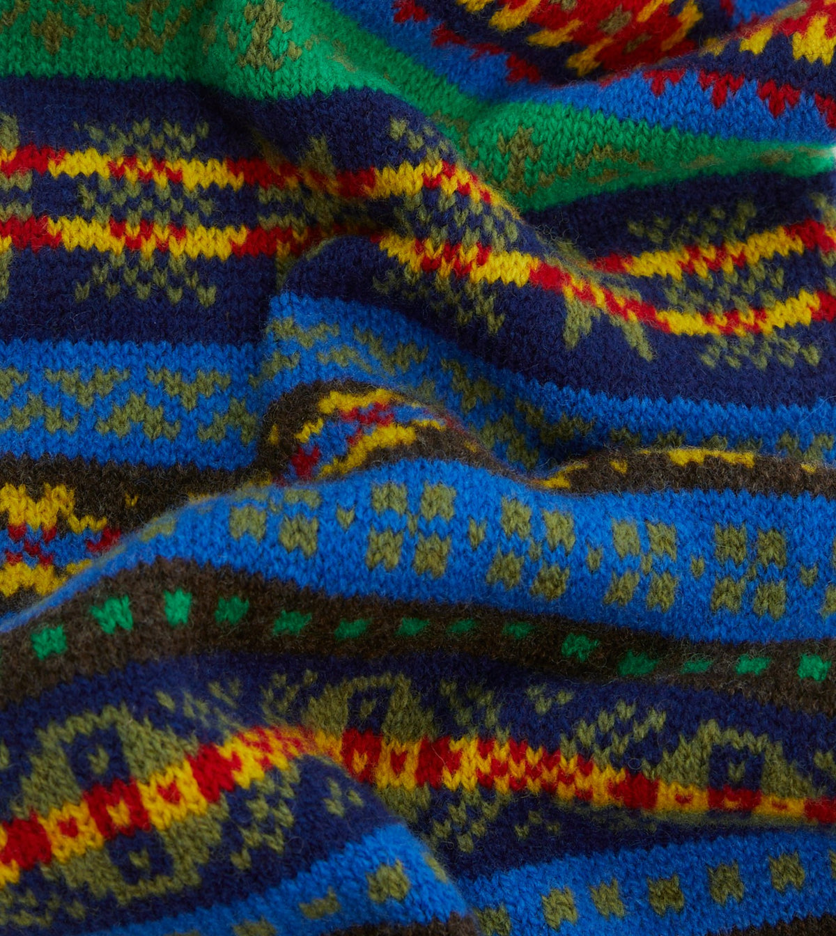 Drake's Blue Fair Isle Lambswool Scarf