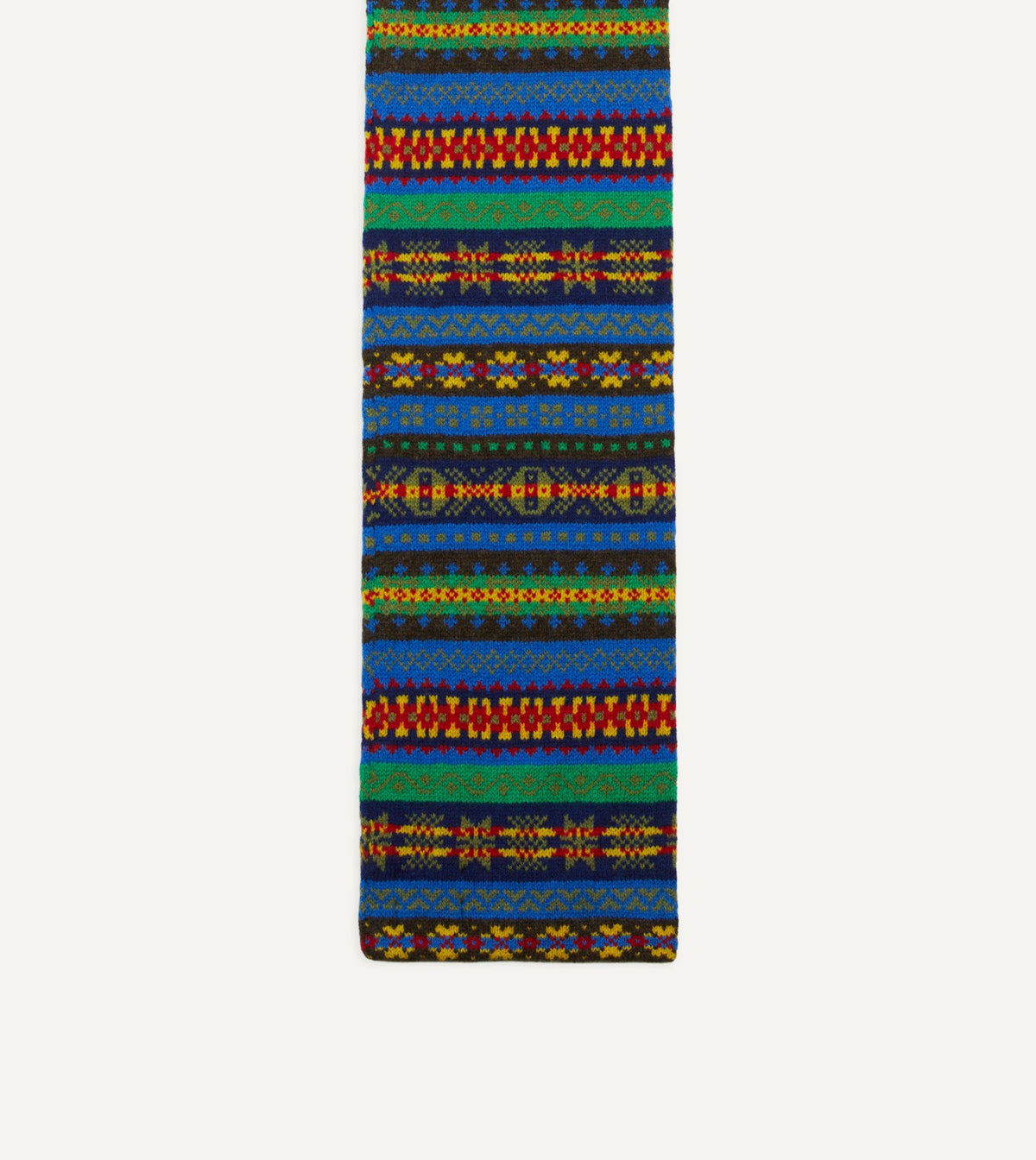 Drake's Blue Fair Isle Lambswool Scarf
