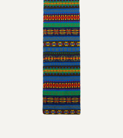 Drake's Blue Fair Isle Lambswool Scarf
