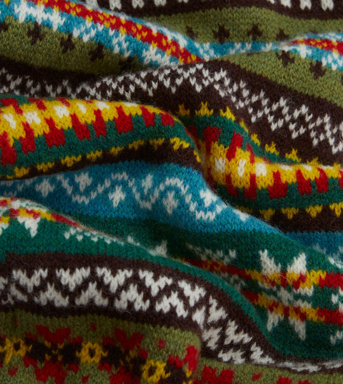 Drake's Green Fair Isle Lambswool Scarf