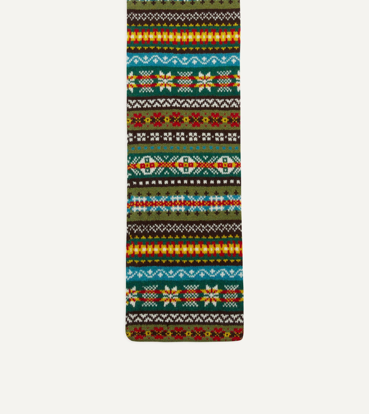Drake's Green Fair Isle Lambswool Scarf