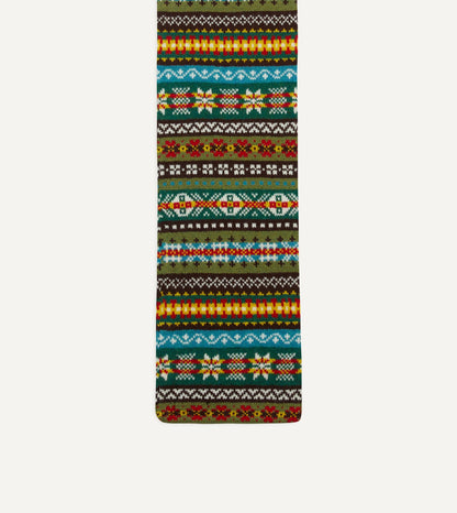 Drake's Green Fair Isle Lambswool Scarf