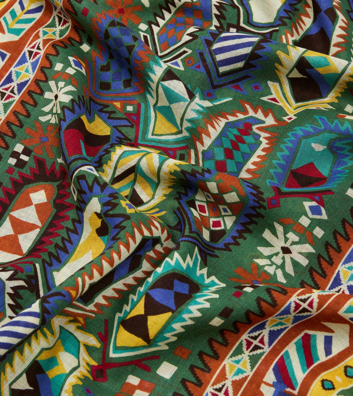 Drake's Olive Rug Print Tubular Wool-Silk Scarf