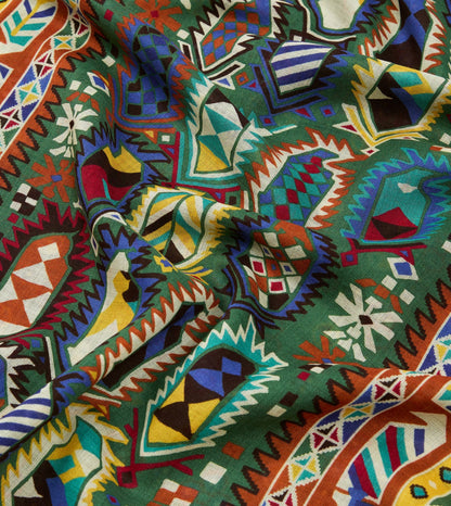 Drake's Olive Rug Print Tubular Wool-Silk Scarf