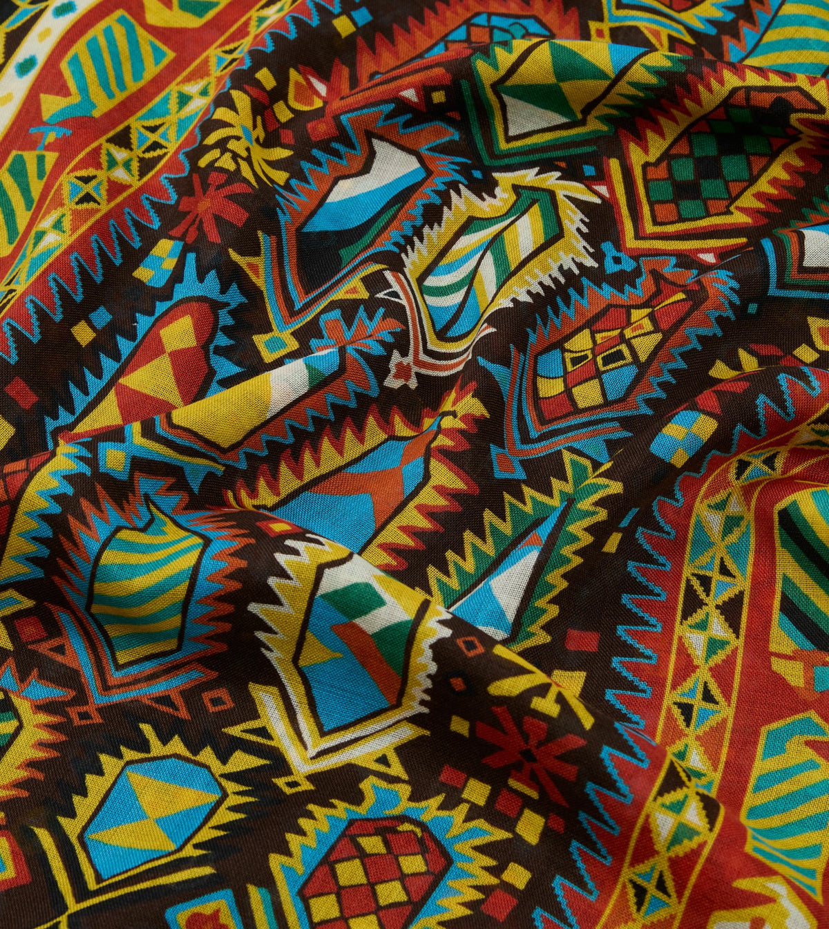 Drake's Brown Rug Print Tubular Wool-Silk Scarf