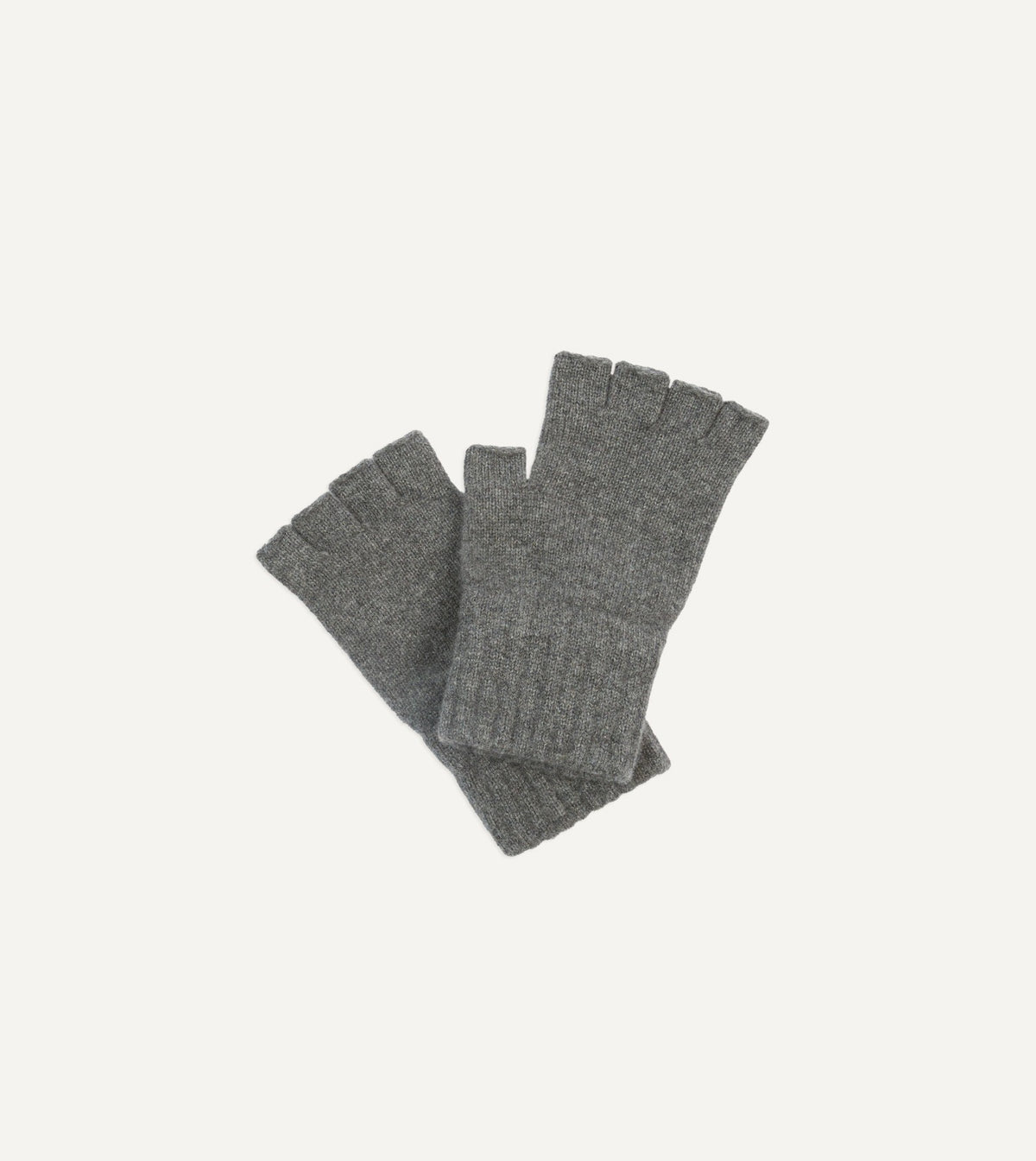 Drake's Grey Geelongora Fingerless Knitted Gloves
