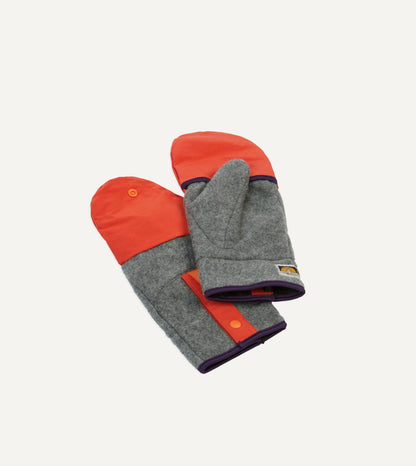 Drake's Elmer Grey and Orange Eco Cover Fleece Mitten