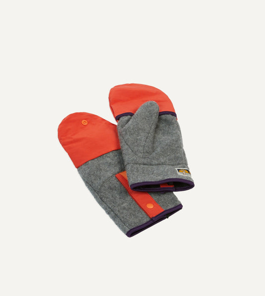 Drake's Elmer Grey and Orange Eco Cover Fleece Mitten