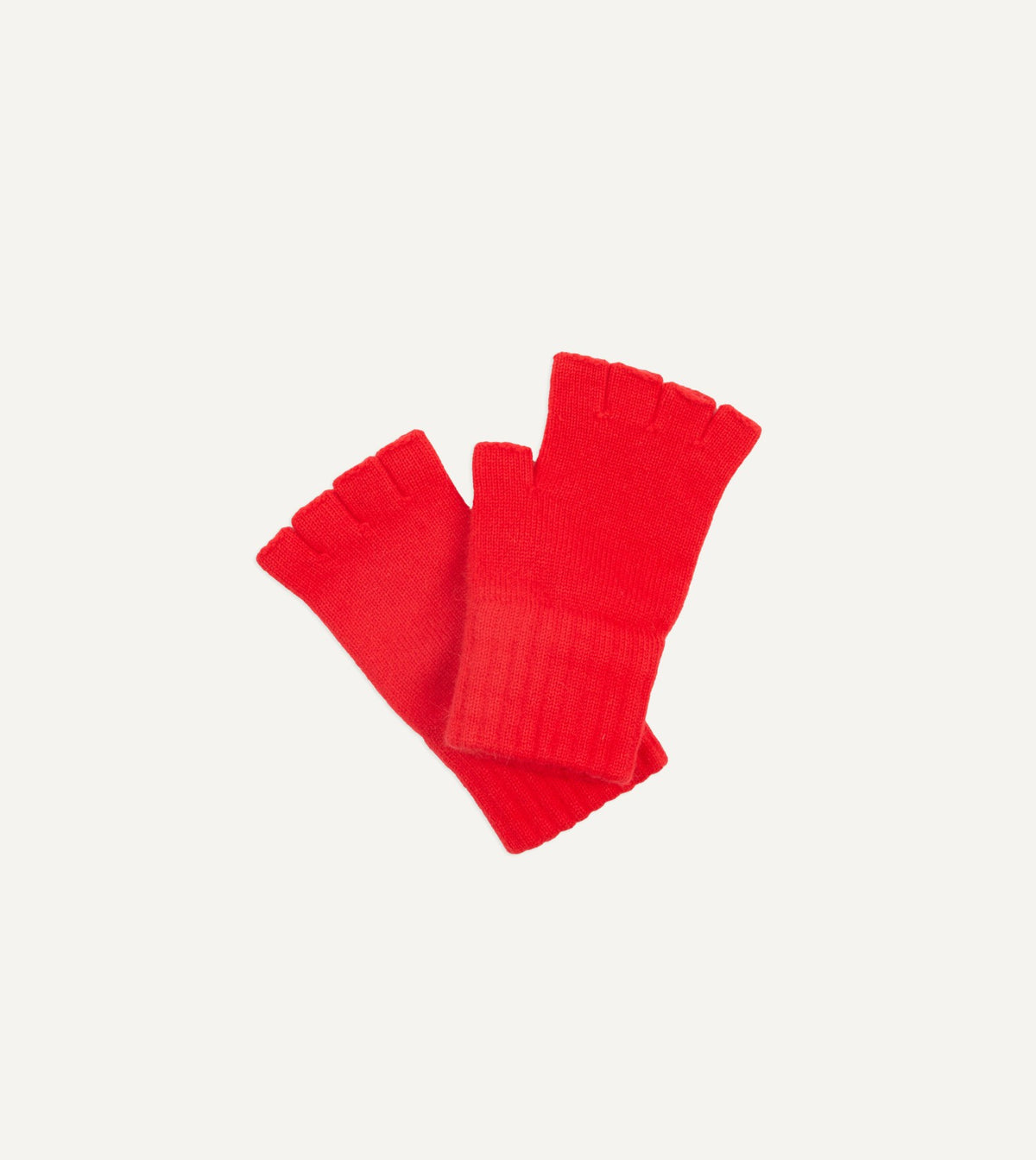 Drake's Red Geelongora Fingerless Knitted Gloves