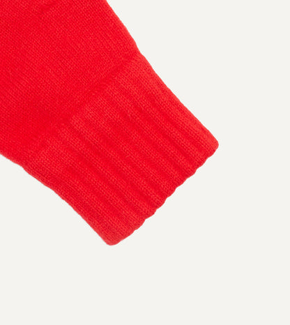 Drake's Red Geelongora Fingerless Knitted Gloves