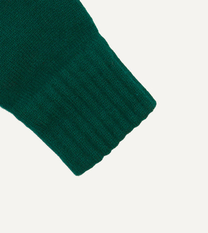 Drake's Forest Green Geelongora Fingerless Knitted Gloves